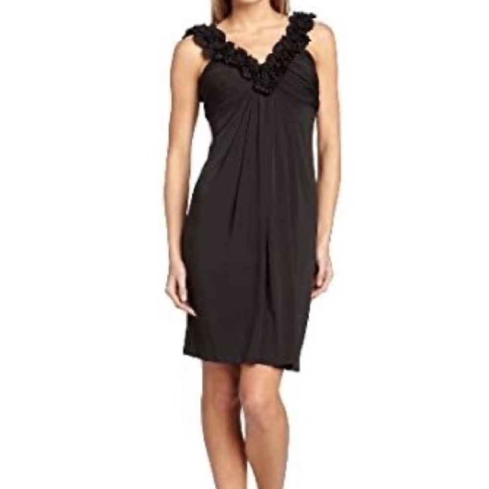Maggy London Black Midi Dress Sleeveless Cocktail Workwear Size 10